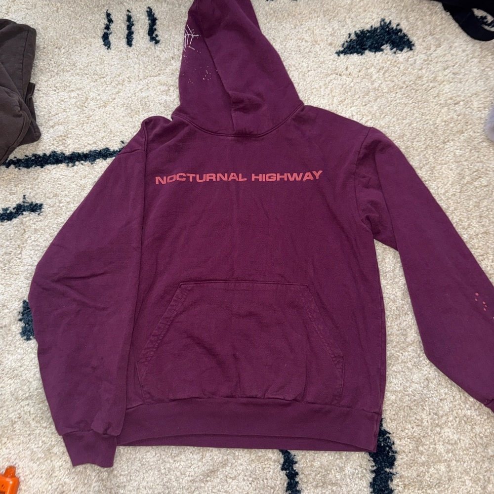 Nocturnal Highway Purple Sp5der Hoodie